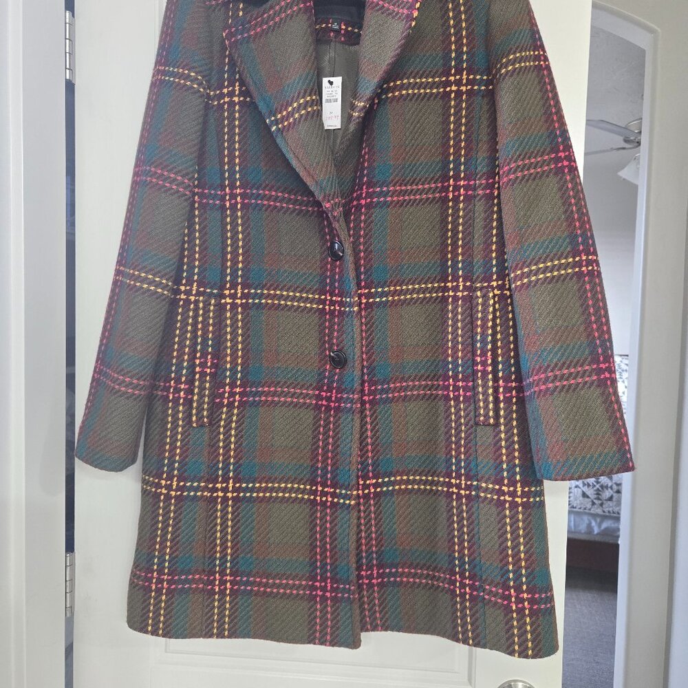 NWT- WOOL BLEND COAT - Plaid